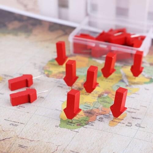 25/50pcs Arrow Map Markers Wooden Pushpins Photo Studs Cork Board Pins Thumbtack