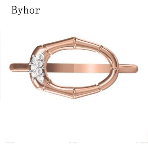 Byhor Solid 14K White+Rose Gold 0.028ct Natural Diamonds Fine Jewelry Trendy Engagement 2020 новинка ring Vintage кольца Women