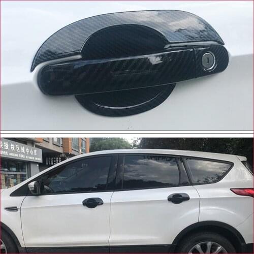 For Ford Escape Kuga 2013-2018 ABS CARBON FIBER LOOK DOOR HANDLE BOWL COVER CAP STICKER TRIM MOLDING CAR STYLING AUTO PARTS