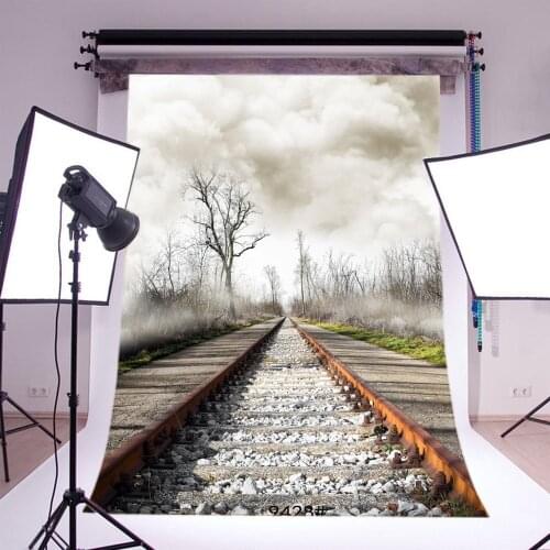 Photography Backdrops Rural Railroad Tracks Winter Toddlers Kids Adults Portraits Photo Background