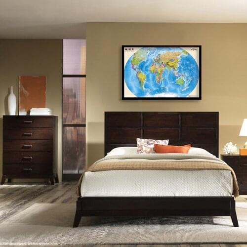 A1 Size The World Map Russian Poster Eco-friendly Canvas Painting Wall Hanging Card Living Room Home Decoration School Supplies