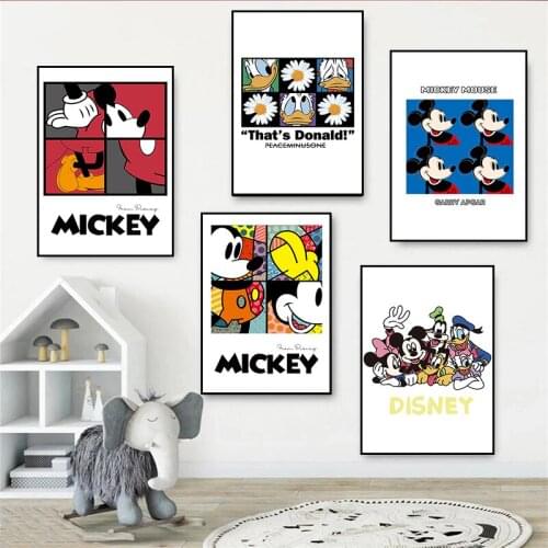 Disney Cartoon Mickey Canvas Paintings Cute Anime Posters and Prints Wall Art Pictures for Living Room Boy Girl Home Decoration