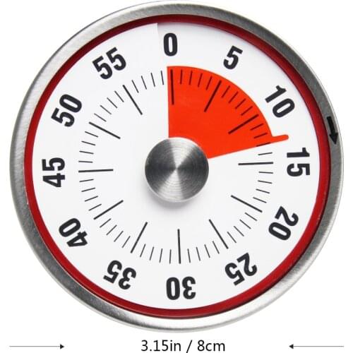 Stainless Steel Kitchen Timer Alarm Cooking Timer mechanical Round Countdown Magnetic Clock Timer