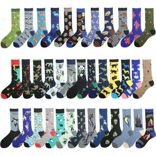 Cute Animal Sloth Aliens Funny Socks Men Sokken Creative Happy Dinosaur Bugs Panda Flamingo Sokken Novelty Skateboard Crazy Sox