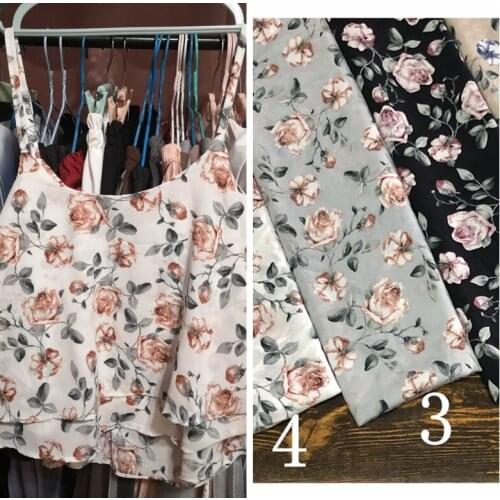 Recommend 0 Autumn WOMENS Shirt Cloth Pastoral Style Rose Pattern Chiffon Fabrics Thin Cloth/1 M