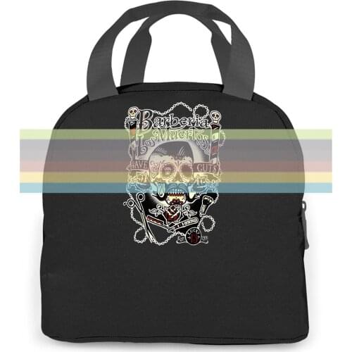 Cheap Design Lucky 13 Barberia Los Muertos Black - Mens women men Portable insulated lunch bag adult student