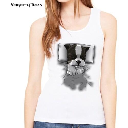 Novelty Women Customied Streetwear Tank top Summer Basic Girl Fashion Cute Koala/ Pug Sleeping Vest