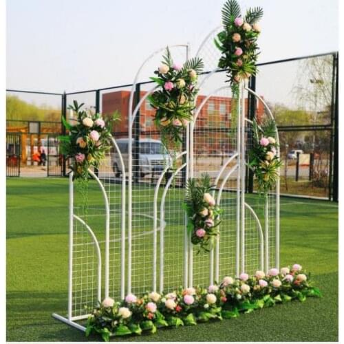 New wedding stage background grid screen door wedding welcome area layout 2019 new wedding iron props