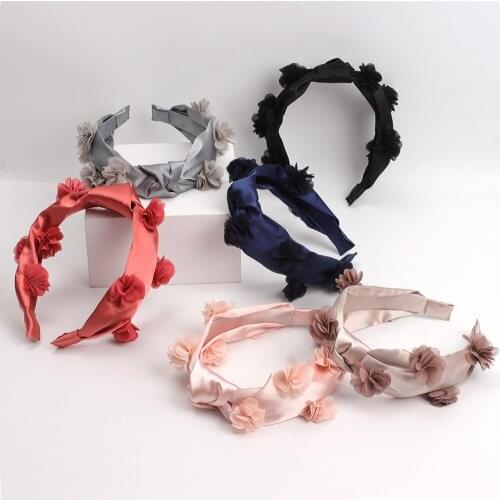 Cross Knotted Headbands for Women Wide Solid Silk Flower Hairband Bezel Girls Hair Hoop Bands 2021 Fashion Hair Accessories