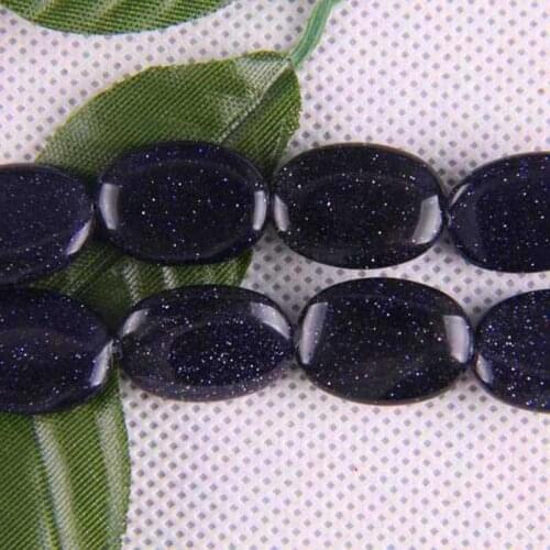18x13MM Blue Sandstone Oval Loose Beads Strand 15 Inch Jewelry For Woman Gift Making B115