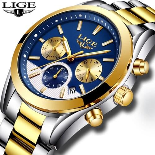 Relojes Hombre New LIGE Mens Watches Top Brand Luxury Fashion Business Quartz Watch Men Waterproof Full steel Sport Watch+Box