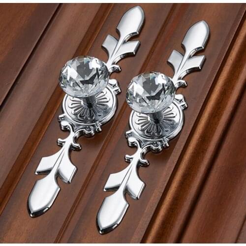 Luxury Diamond Crystal Handles Shoebox Cabinet Handles Closet Door Drawer Knobs Wardrobe Pulls Screws Hardware Wholesale