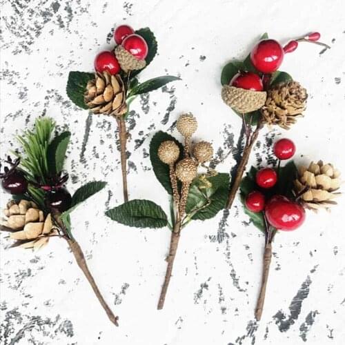 Christmas Red Berry and Pine Cone Christmas Picks with Holly Branches for Holiday Decoration Great Addition Decor Crafts flower