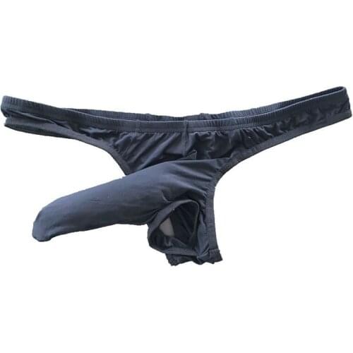 Sexy Men Elephant Nose Big Pouch G-Strings Thongs Breathable Backless Bikini T Back Cuecas Gay Man Solid String Homme Underwear