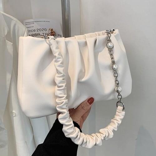 Chians Pearl Shoulder Bag Female Crossbody Bags for Women Luxury Designer Handbags Lady Casual Leather Messenger Bag Solid Sac