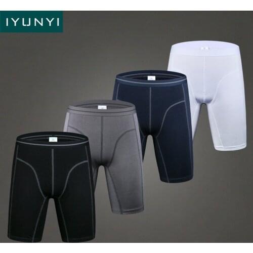 IYUNYI Mens Boxer Underwear Pants Cotton Breathable Cuecas Calzoncillos Mens Shorts Homme U Convex Big Pouch Long Leg Boxers