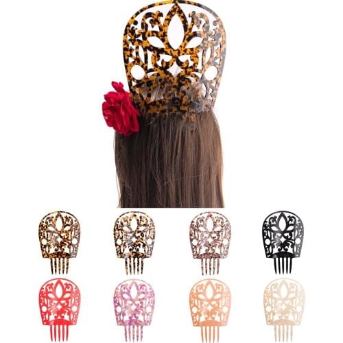 Vintage High Hair Combs Colorful Acetate Hair Accessories Faux Tortoise shell Hair clips Flamenco Headdresses Women jewelry gift