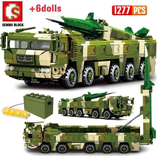 SEMBO Military Missile Vehicle Building Blocks WW2 Army Soldier Weapons Combat Truck Figures Bricks Toys For Children Boys Gift