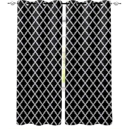 Morocco Classic Geometry Black Blackout Curtains For Living Room Bedroom Printed Window Treatment Drapes Home Decor