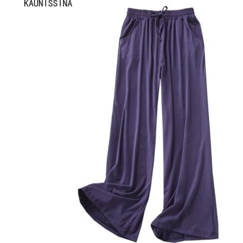 Women Sleepwear Wide Leg Pajama Pants Elastic Waist Long Pant Sleep Loose Autumn Bottom Sleeping Bottoms Home Wear Nightwear