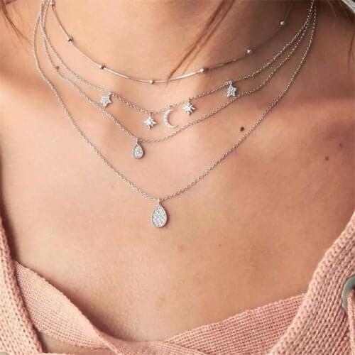 New necklace creative simple love Water Drop Pendant multi layer necklace for women