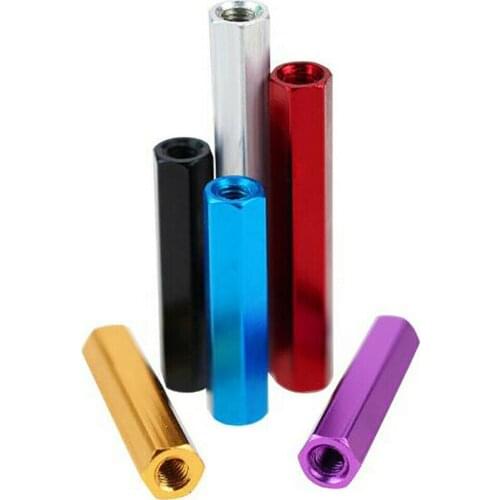 10Pcs M2 Aluminum Alloy Hex Coupling Nuts Hexagon Female Sleeve Rod Bar Stud Long Nuts