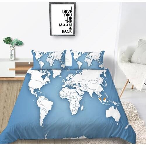 3D World Map Bedding Set King Classic Soft Creative Duvet Cover King Queen Twin Full Single Double Unique Design Bed Set