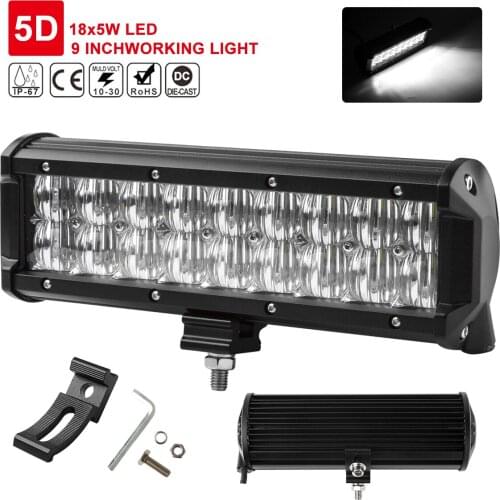9inch 90W 5D Lens LED Light Bar Flood Spot Work Lamp SUV ATV 4WD work light Stright Light for Car ATV/UTV/Golf cart lightings