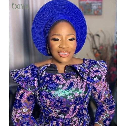 African Sequin Lace Fabric High Quality Velvet Lace French Nigerian Embroidery Lace Fabrics for Party Wedding Sewing APW3689B