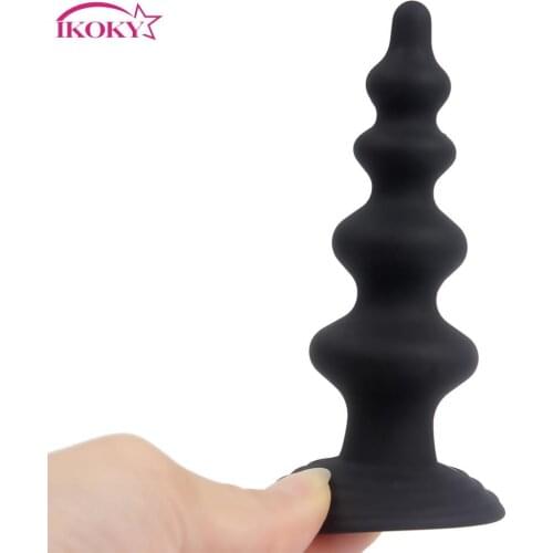 IKOKY Anal beads Long Anal Sex Toys Prostate Massager Silicone Butt Plugs For Men and Women Gay Sex Products Tower shape