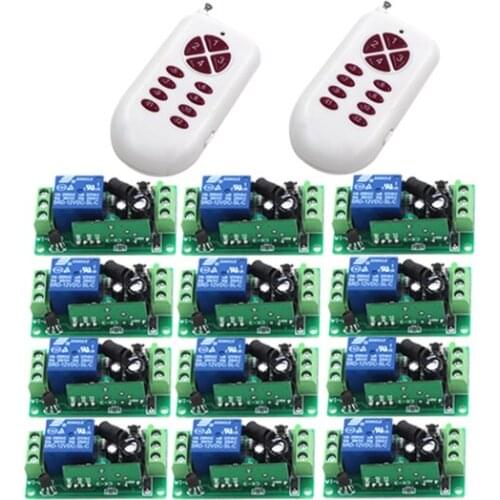 Free Shipping New 2 Transmitters & 12 Receivers Wireless Relay Remote Control Switch RF 315MHz/433MHz