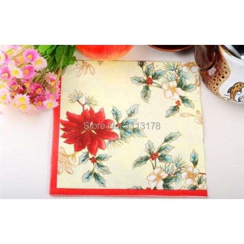 Chritsmas napkins color printing paper towels flower Wedding party napkins Napkin Paper 60% Virgin Wood napkin free shipping