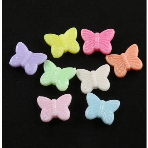 100/200/300pcs Mixed Color Butterfly Acrylic Loose Spacer Beads For Jewelry Making Diy Bracelet Necklace Accessories 14x11x4mm