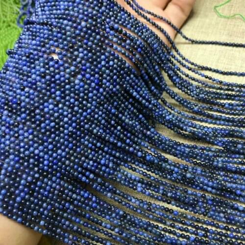 Natural stone African blue stone loose beads 2mm Semi-finished small code beads Making necklace DIY bracelet accessories 38cm