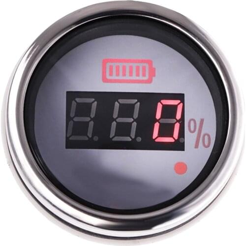 52mm Digital Battery Charge Level Indicator Car Boat Battery Capacity Meter 0~100 % LED Display with Alarm Red Backlight