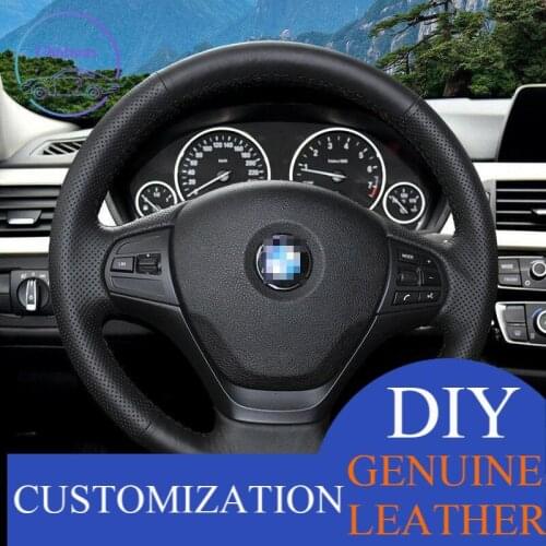 For BMW 320 Sport Black leather Car DIY Hand Sewing steering wheel cover anti-slip design all season comfort touch sense