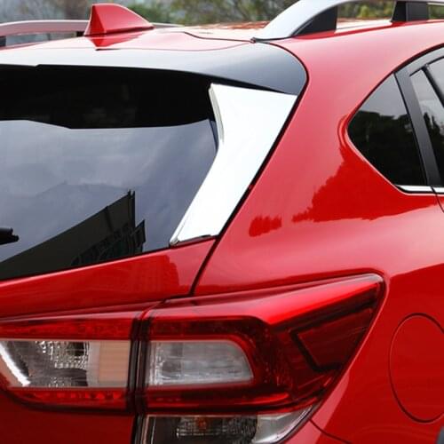 For Subaru Xv 2017 2018 2019 Car Abs Rear Window Spoiler Side Wing Triangle Cover Trim Molding Garnish Chrome styling Sticker