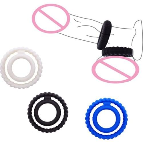Double Reusable Penis Rings Cock Testicle Time Delay Stretcher Sex Toys For Men Penis Extender Chastity Training Device Sexshop