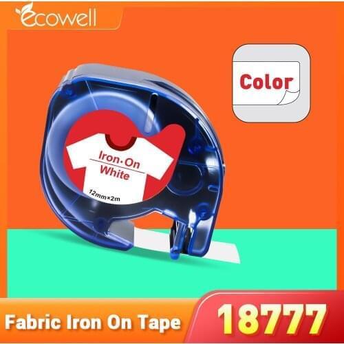 Ecowell 18777 Fabric Iron On Label for Dymo LetraTag 18777 18776 18779 12mm Red on White tape for LT-100H 100T label maker
