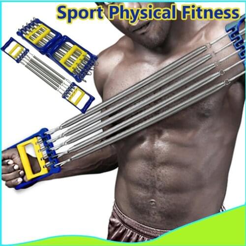 Chest Expander 5-Spring Expander Chest Developer Men Power Exerciser with Grip Exerciser Home Fitness Equipment