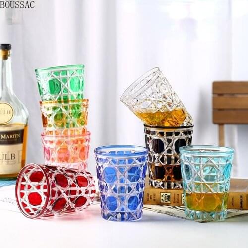 European style 380ml lattice crystal glass wine glass rattan lattice starry sky glass whiskey glass cocktail glas creative glass