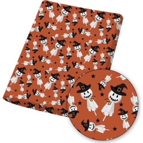 Halloween Pumpkin head Skull Polyester Cotton Fabric By The Meter for Tissue Sewing Quilting Fabrics Needlework DIY Handmade