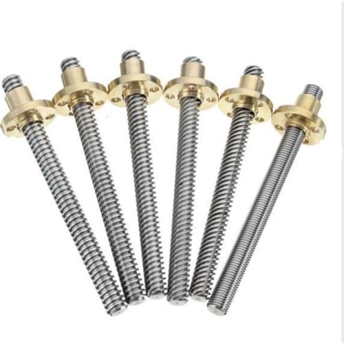 3D Printer T8 Lead Screw 1/2/4/8mm 100mm Thread With Copper Nut For Stepper Motor