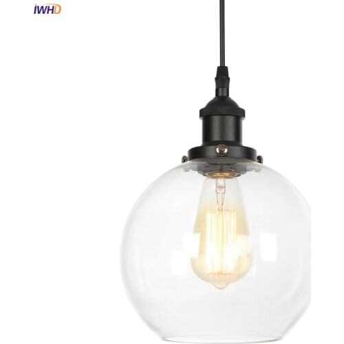 IWHD Loft Decor Industrial Vintage Lamp Bedroom Dinning Living Room Light Glass LED Pendant Lights Fixtures Luminaire Suspendu