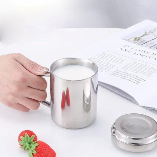 Double Wall Stainless Steel Coffee Mug with lid Portable Cup Travel Tumbler Coffee Jug Milk Tea Cups Double Office Water Mugs 3