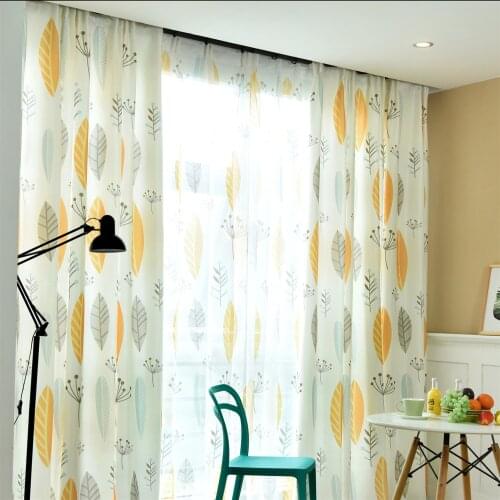 Beautiful Leaves Printed Fashion Curtains for Living Room Bedroom Kitchen Home Decorative Custom Made Window Drapes