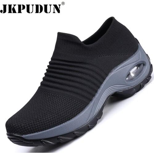 Fashion Casual Shoes Women Knitted Platform Ladies Sneakers Slip on Wedge Loafers Outdoor Sport Shoes For Women Zapatos De Mujer