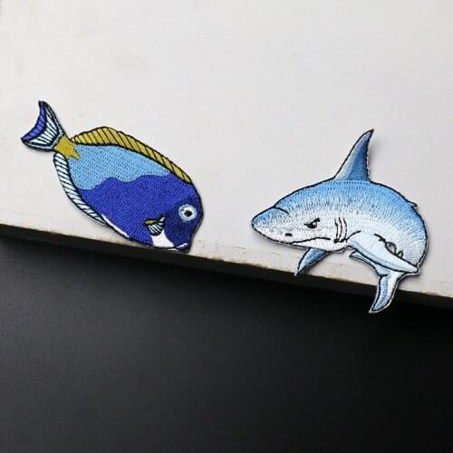 Small Cute Fish Sharks Patch for Clothing Iron On Patch Applique for Bags Shoes DIY Sticker for Clothes