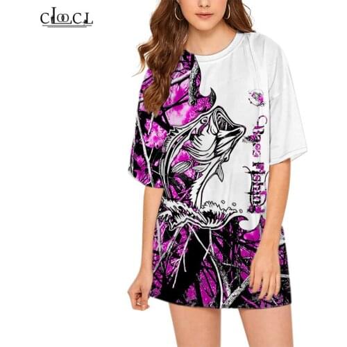 CLOOCL Fashion Short Sleeve Loose Oversized 3D Women T Shirt Bass Fishing Carp Printed Female Casual Tee Tops Camisetas De Muje