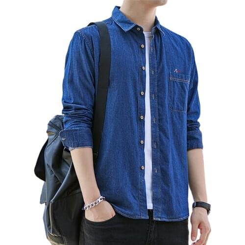 Reserve Aramy 100% Cotton Men Denim Shirts Male Slim Fit Casual Soft Jean Shirts Spring Summer Fashion Cowboy Top Dropshipping